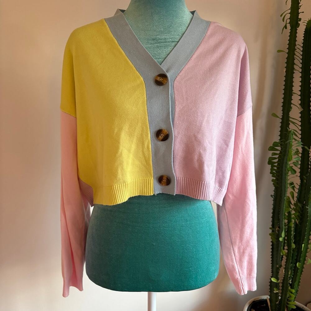 Color block sweater Colorblock Cropped Cardigan M/L Pastelcore Soft Girl Kawaii